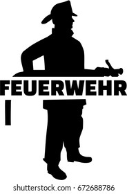 Firefighter silhouette with german job title