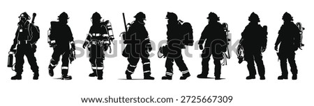 firefighter silhouette vector bundle set of firefighters