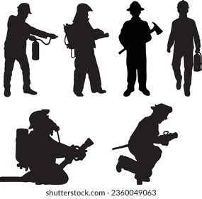 Firefighter Silhouette Vector Graphic Pack