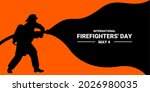 firefighter silhouette vector illustration, as a banner, poster or template for international firefighters day.