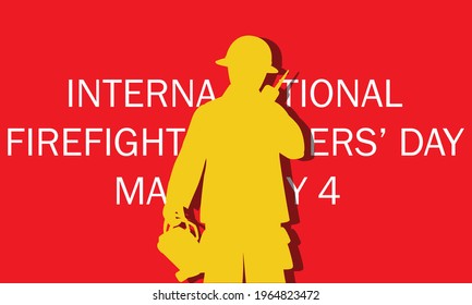 firefighter silhouette vector illustration, as a banner, poster or template for international firefighters day.