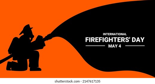 firefighter silhouette vector illustration, as a banner, poster or template for international firefighters day.