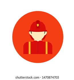 Firefighter single icon, character avatar vector.