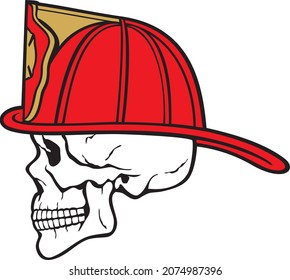 Firefighter skull color vector illustration