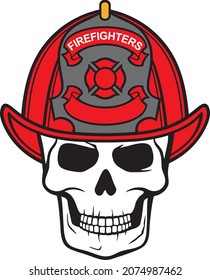 Firefighter Skull color vector illustration