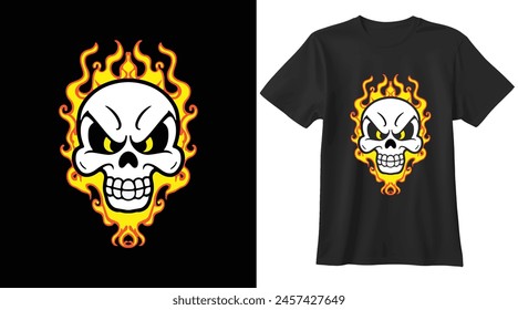 Firefighter skull hand drawing illustration