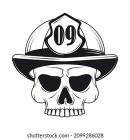 firefighter skull with helmet icon