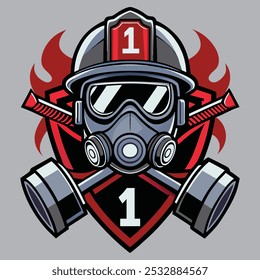 Firefighter Skull Helmet Logo Vector Design for Fire Safety and Emergency Services