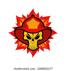 Firefighter Skull In Helmet Sign. Fire Department Symbol. Fireman Emblem 