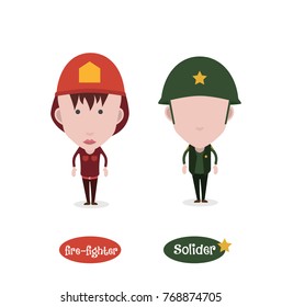 Fire-fighter and solider figure avatars