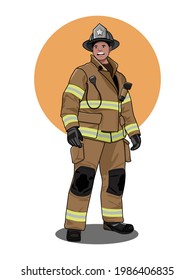 a firefighter standing pose vector illustration