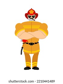 Firefighter Strong. Fireman smoking cigar emoji. Vector illustration