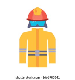 Feuerwehranzug auf weißem Hintergrund Vektorillustration Design