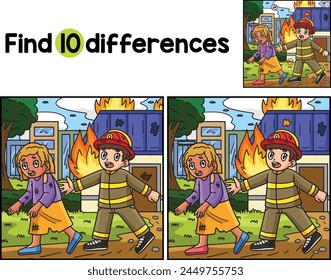 Firefighter with the Survivor Find The Differences