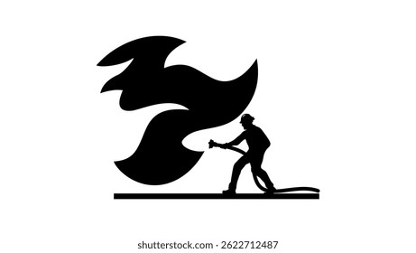 firefighter symbol, black isolated silhouette