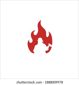 Firefighter Symbol Logo. Vector Illustration.