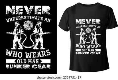 T-Shirt-Design-Vektorgrafik des Feuerwehrmanns