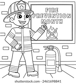 Firefighter Teaching Fire Prevention Coloring Page