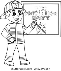 Firefighter Teaching Fire Prevention Isolated