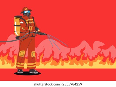 Firefighter team character fireman worker concept. Vector graphic design illustration element