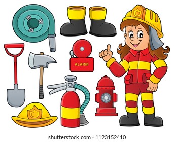 Conjunto de tema bombeiro 1 - ilustração vetorial eps10.