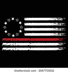 Firefighter Thin Red Line American Flag T-Shirt Vector Design