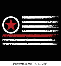 Firefighter Thin Red Line American Flag T-Shirt Vector Design