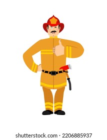 Firefighter thumbs up and winks emoji. Fireman happy emoji.
