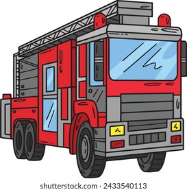 Firefighter Truck Cartoon Colored Clipart
