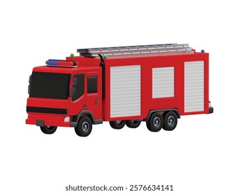 firefighter truck icon 3d render concept of rescue fire safety, fire protection extinguisher, fire truck emergency support icon