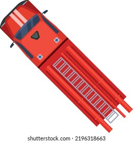 Firefighter truck icon. Red fireman car top view