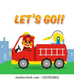 Firefighter truck illustration