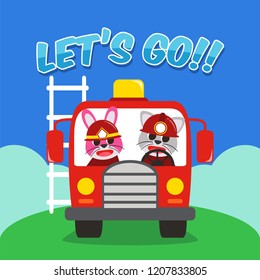 Firefighter truck illustration