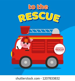 Firefighter truck illustration