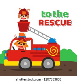 Firefighter truck illustration