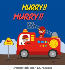 Firefighter truck illustration