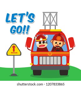 Firefighter truck illustration