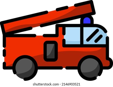 Firefighter truck, illustration, vector on a white background.