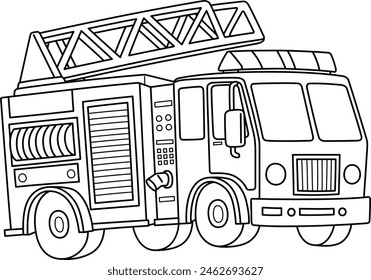Firefighter Truck Isolated Coloring Page for Kids