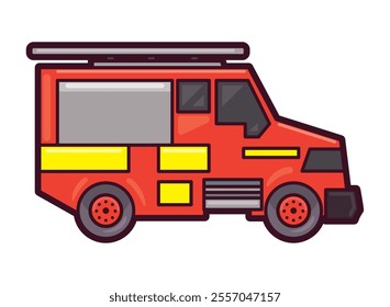 firefighter truck rescue isolated design