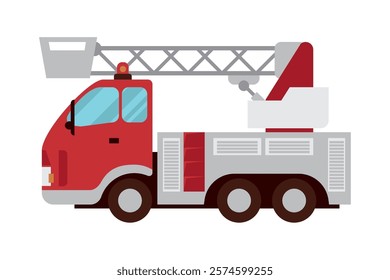 firefighter truck side view isolated