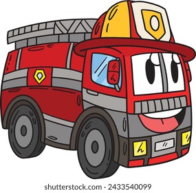 Firefighter Truck Toy Cartoon Colored Clipart 