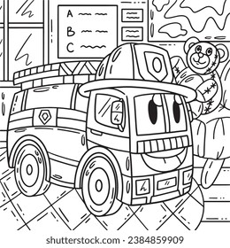 Firefighter Truck Toy Coloring Page for Kids