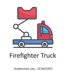 Firefighter Truck vector filled outline Icon Design illustration on White background. EPS 10 File 