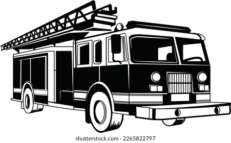 Camión de bomberos ilustración vectorial de un solo color