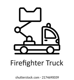 Firefighter Truck vector outline Icon Design illustration on White background. EPS 10 File 