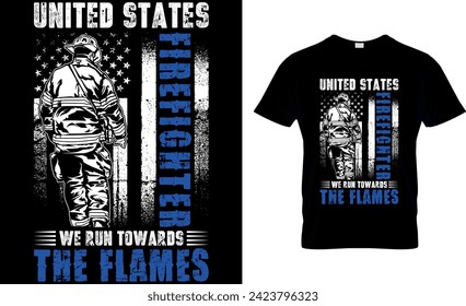 Firefighter T-shirt Design. Graphic and Illustration.