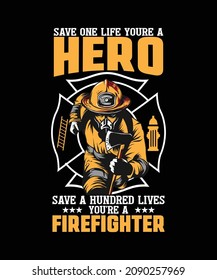Firefighter T-Shirt Design. Vector Custom T-Shirt Design Work .