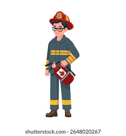 firefighter in uniform cartoon vector illustration