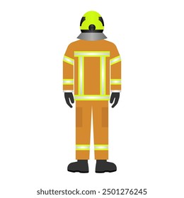 Firefighter in a Uniform. Fireman. Vector Illustration Isolated on White Background.